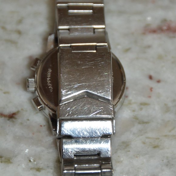 RARE VINTAGE ESTATE MAYORS BIRKS DIAMOND WHITE MOP CHRONOGRAPH SILVER BAND WATCH main image 12